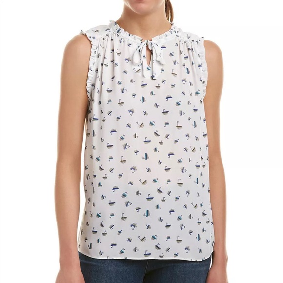 Your Story Stitchfix Sailboat Nautical Ruffle Tank - Picture 1 of 5